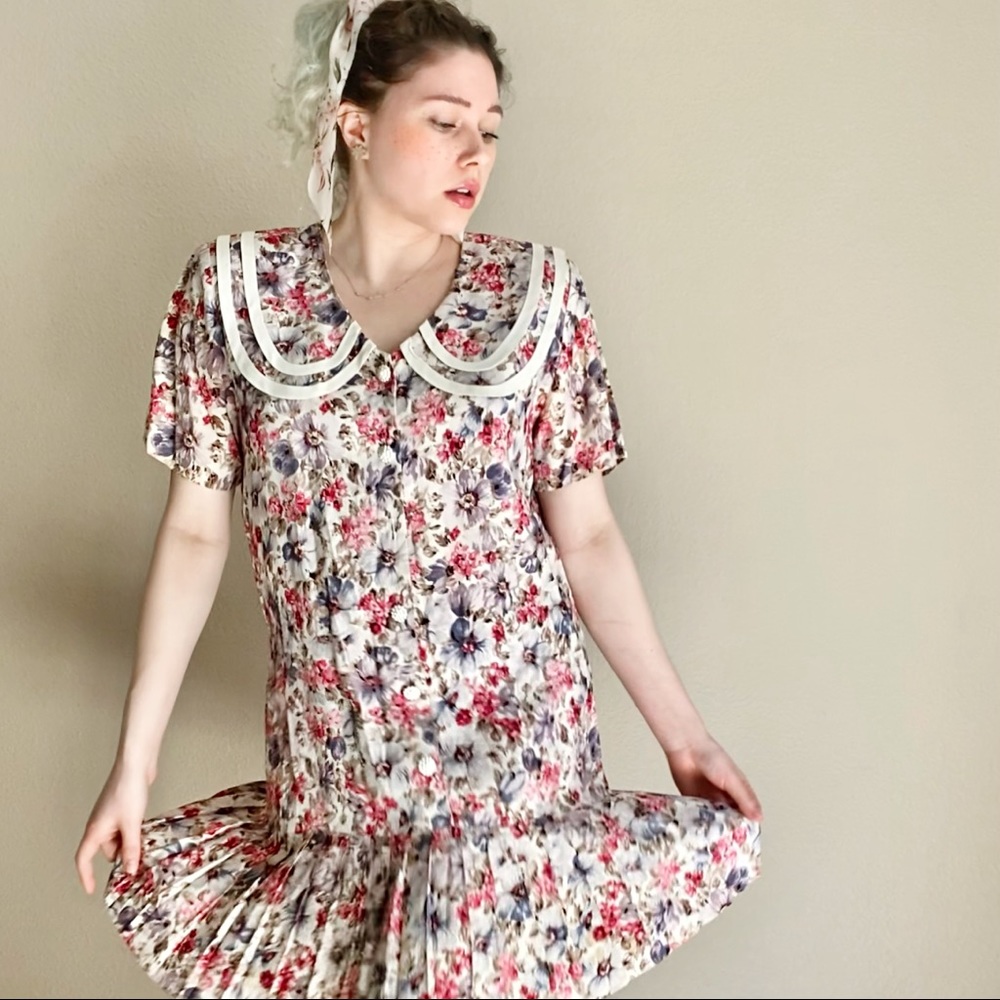 Vintage | Floral Cottagecore Button Front Dress